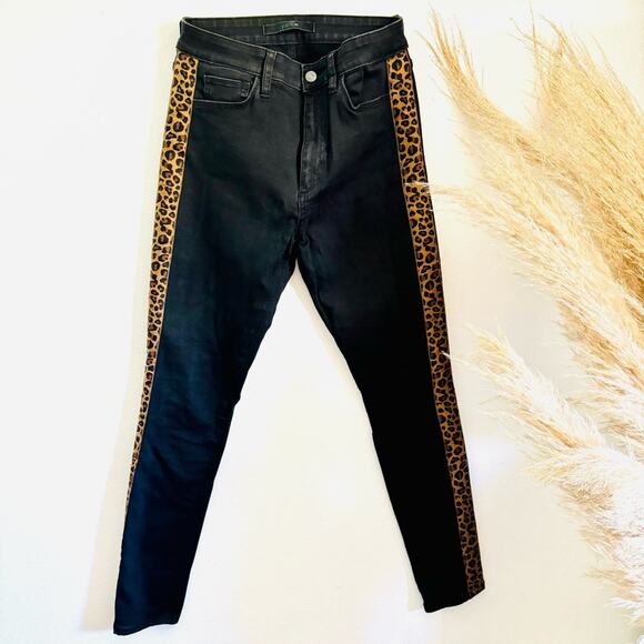 JOES Charlie Black Leopard Stripe High Rise Waist Skinny Ankle Denim Jeans 28 - Picture 1 of 16